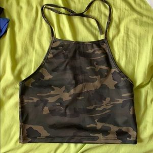 ROMWE camo halter crop top